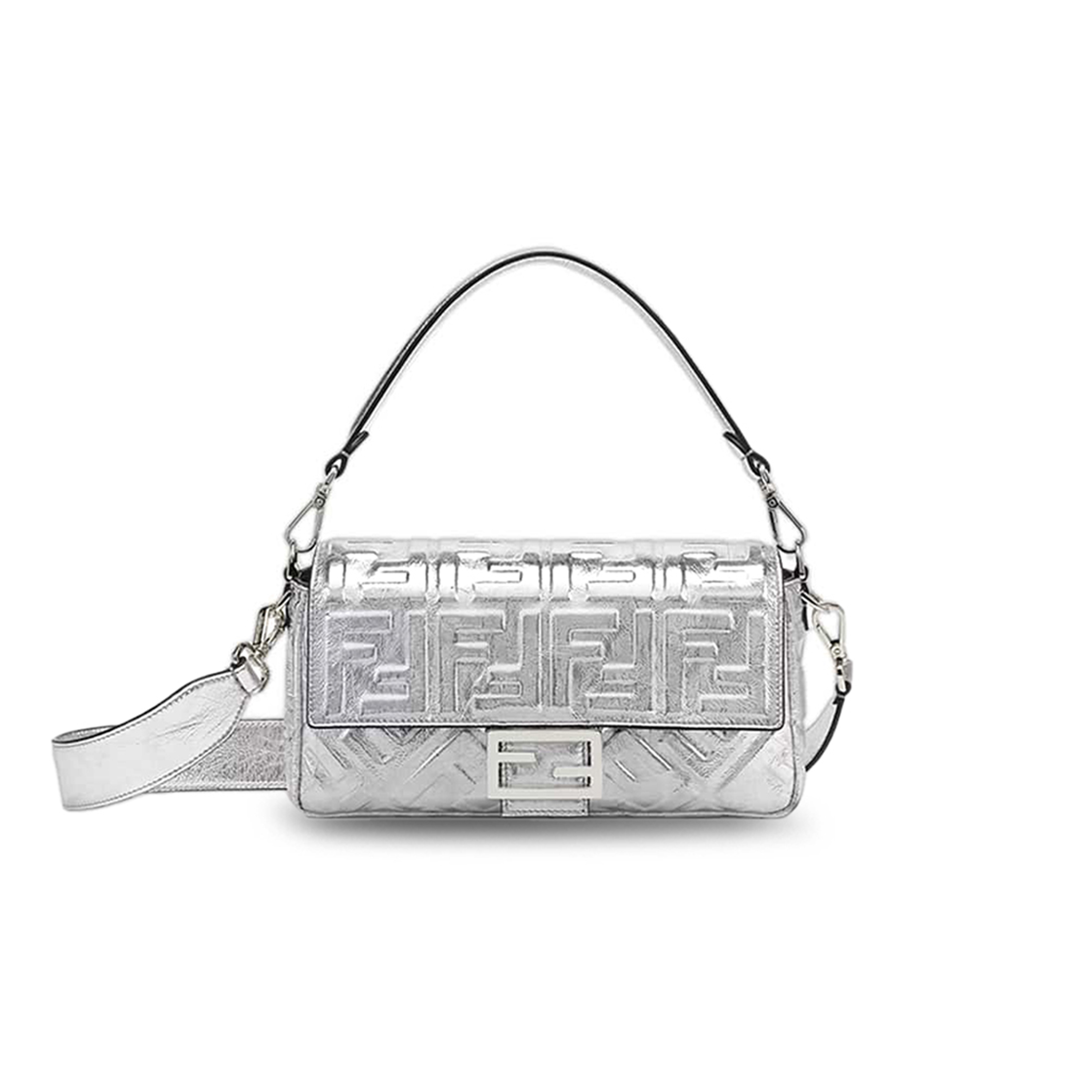 FENDI BAGUETTE MEDIUM SILVER BAG (27*15*6cm) 